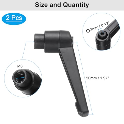 Image of uxcell 4pcs Clamping Lever Adjustable Handle Set Metric M6 x 40mm Male & M6 Female Thread Level Handles Hand Stud Knobs Quick Release Black for Lathe Machinery