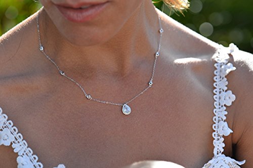 Sterling Silver Waterdrop Pear Shape Pendant Droplet Necklace2