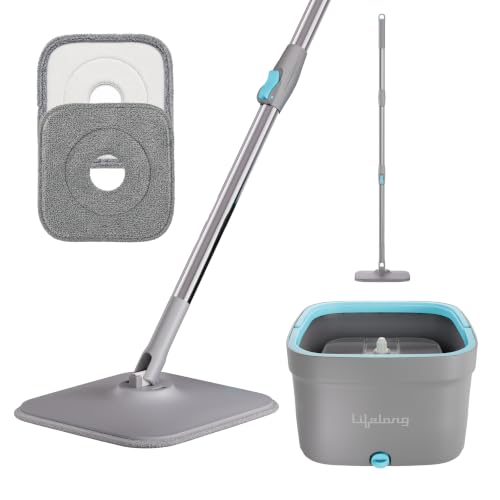 Lifelong Heavy Duty Spin Mop with Bucket for Floor Cleaning | 360...