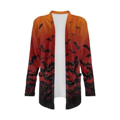 Image of Forchrinse Red Ladybug Cardigan for Women Causal Long Sleeve Open Front Cardigans Sweater Fashion 2024 Fall Coat with Pockets