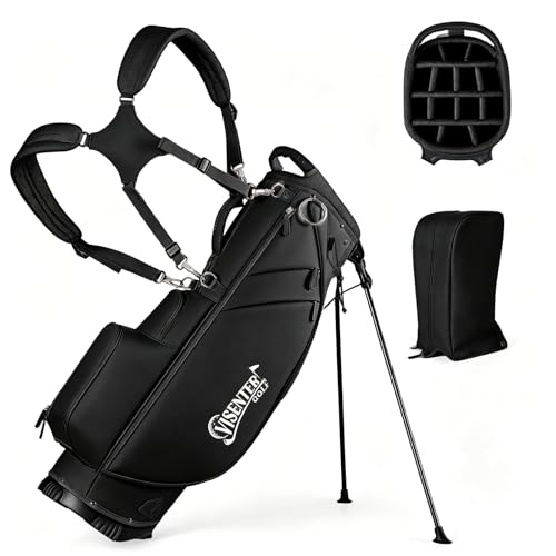 14-Way Golf Bags for Men Golf Stand Bag Adjustable Shoulder Straps Rain Cover Multiple Pockets Black