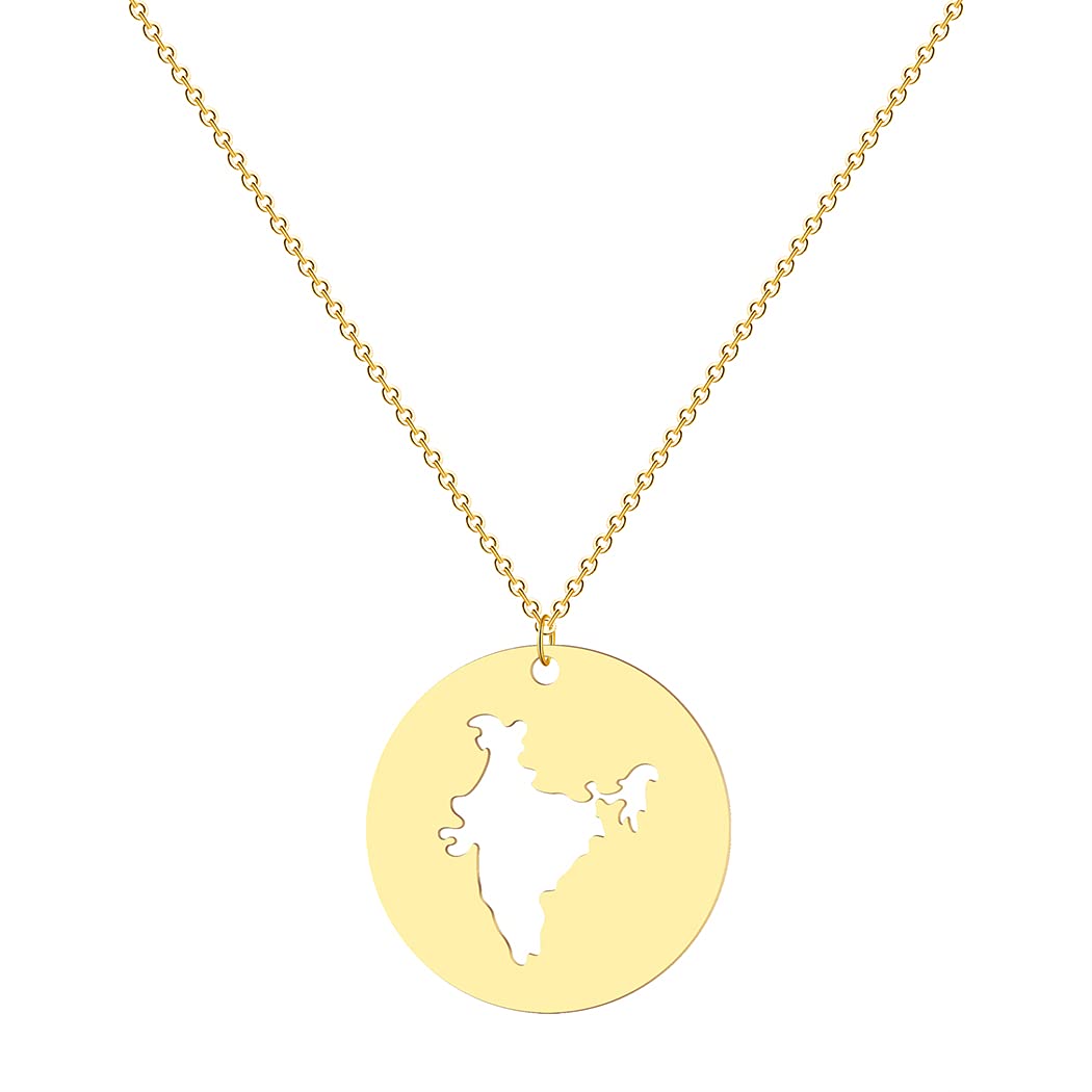 CheredaWorld Globe Indian Map Pendant Necklace For Women Stainless Steel Men Country Jewelry BFF Gift Necklaces