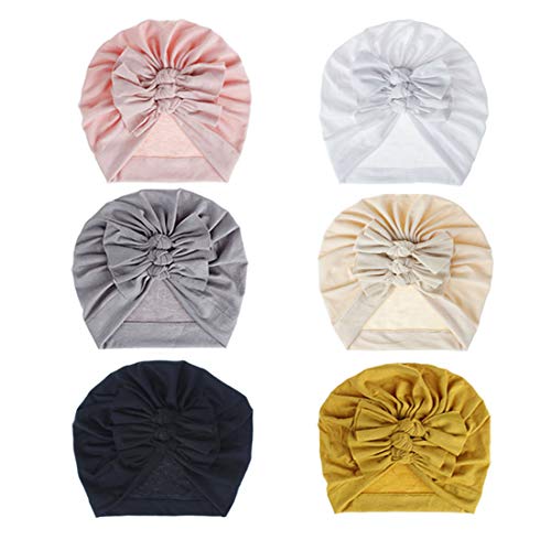 Bestjybt 6 Pcs Baby Turban Knot Hats Newborn Infant Toddler Hospital Hat Cotton