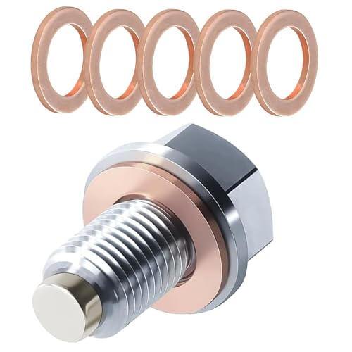 Tapón Magnético Drenaje Aceite, 1 Pieza Tapón de drenaje de aceite,Con 5 Arandela Cobre Repuesto,Tuerca Drenaje Sumidero Magnético,Para Mayoría Automóviles, Barcos, Motocicletas.(M14x1.5)