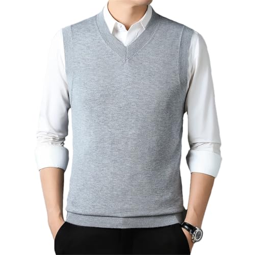 Dcvmvmn Men Sweater Vest Simple All-Match V-Neck Solid Sleeveless Male Tops Basic Knitted Waistcoat