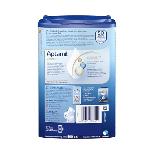 Aptamil Care PRE – Anfangsmilch von Geburt an, Mit DHA, Nur Laktose, Ohne Palmöl, Babynahrung, Milchpulver, 1x 800 g