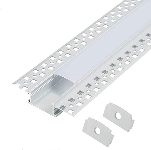 StarlandLed Plaster-in LED Aluminum Channel 6-Pack 3.3ft with Flange for LED Strip, Drywall Aluminum Profile with Clip-in Diffuser and End Caps