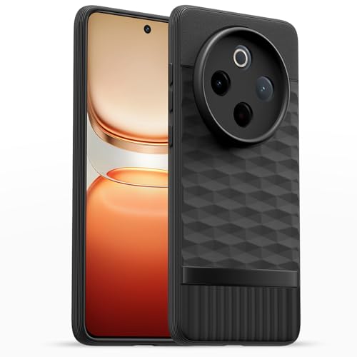 Image of Pikkme Back Cover for Vivo T4 5G / iQoo Z10 5G Soft Grip 3D Hexa Cube Texture Silicone Bumper Case (Black)