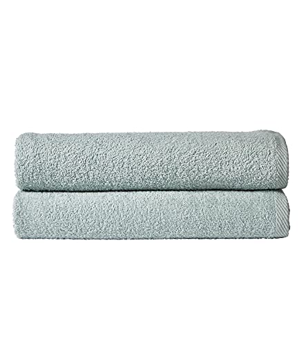 Olivia Rocco Pack Of 2 Bath Sheets Everyday 100% Cotton Multi Purpose Travel Gym Holiday Towels, Duck egg