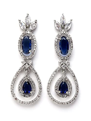 Image of Karatcart Silver Tone Green American Diamond Studded Necklace Set for Women