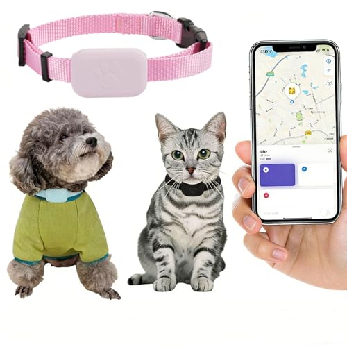 ペット用gps ロケーター 首輪対応 迷子防止 追跡 GPS発信機 超軽量 小型 紛失防止タグ 猫用トラッカー 小型猫用GPS トラッカー 犬用トラッカー ペット用トラッカー 月額料金なし 軌跡再生 ペット見守り iOS/Android対応 (ピンク)