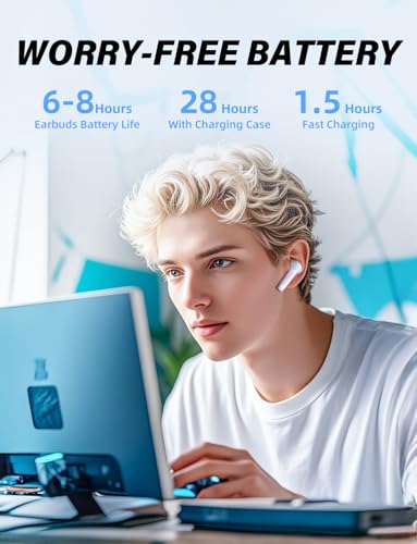 Image of New Version Wireless Gaming Earbuds, 20ms Ultra Low Latency, 2.4GHz + Bluetooth 5.3 Dual Mode, ENC Mic, USB-C Dongle Compatible with PS5 /PS4, Meta Quest 3 /3S /2, Steam Deck, PC & Mobile - White