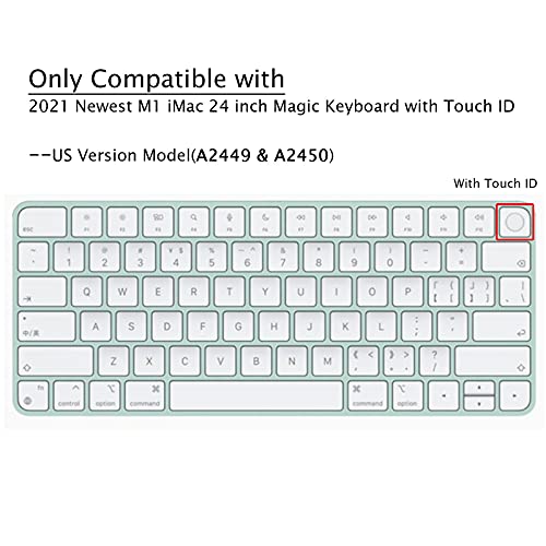 Image of Keyboard Cover Skin for 2021 Apple iMac 24 inch Magic Keyboard with Touch ID or Lock Key, TPU Ultra Thin Protective Keyboard Protector for New iMac 24 inch A2449 A2450 (Keyboard Cover, Clear)