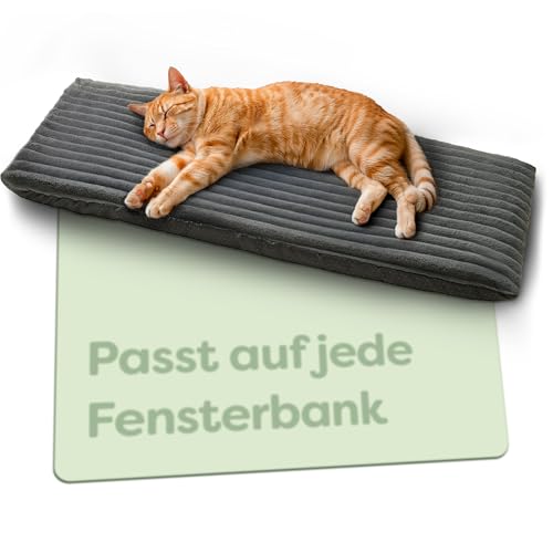 Knupis Fensterliege Fensterbank für Katzen 90 x 28 cm – Selbstheizende Katzendecke ohne Strom – Weich & Geräuschdämpfend – Waschbarer Bezug...
