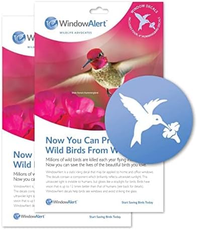 WindowAlert Hummingbird Anti-Collision Decal - UV-Reflective Window Decal to Protect Wild Birds from Glass Collisions 2-Pack - Made in The USA