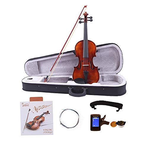 Ktaxon Violin 4/4 for Kids & Adults, Full Size Solid Wood Violin, Acoustic Fiddle with Portable Case and Accessories-Carefully Selected Solid Spruce Wood and Premium Ebony Fittings(Varnish)