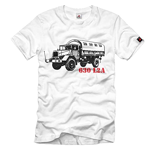 T-Shirt 630 L2A Bundeswehr Camion 5T Blanc XXXL pour passionnés de véhicules militaires d'époque