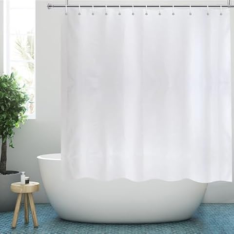 YISURE White Weighted Waterproof Shower Curtain Cover