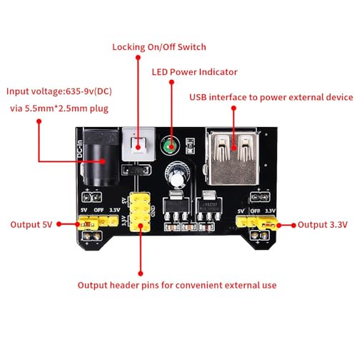 REXQualis Electronics Basic Kit w/Power Supply Module, Breadboard, Jumper Wire, LED,Resistor, comes with more than 300pcs sensors and components for fun and simple electronic projects. - Image 5