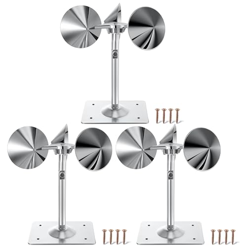 4 Pack Reflective Spinning Bird Deterrent, Wind Powered Aluminum Bird Repeller Scarer Deterrent Devices Outdoor, Repels All Birds Pigeons Sparrows Woodpeckers for Garden Railing Roof Adjustable Neck