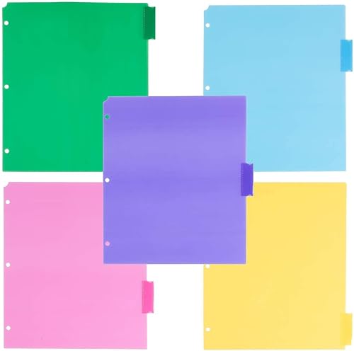 Miniatura 7 de JAM PAPER Separadores de Índice de Plástico de 5 Pestañas - 9 3/4 x 11 1/2 pulgadas - Multicolor Surtido - 5 Separadores con Pestañas/Paquete