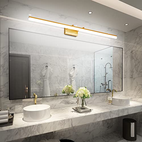 Image of Aipsun Copper Bathroom Vanity Light 48inch Adjustable Modern LED Vanity Light for Bathroom Gold Lights Fixtures 5500K