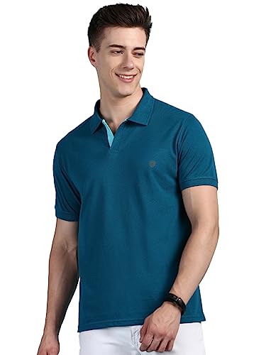 Lux Cozi Men's Pack of 1 Emerald Regular Fit Polo Neck Half Sleeve Solid Casual T-Shirt (Size : Large)_COZI_2121_EMRAD_L_1PC