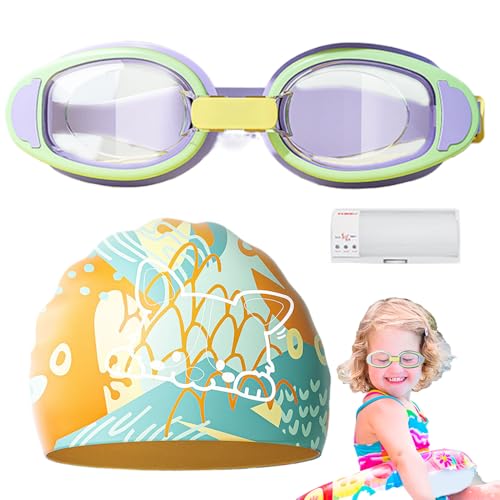 Whnbuij 子供用スイミングキャップ - 曇り止めゴーグル シリコンキャップ付き 快適な入浴用品 対象年齢3~12歳 子供 男の子 女の子