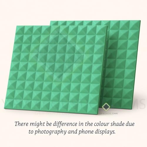 Image of YGM Acoustic Foams Pyramid Acoustic Panels 1 Foot x 1 Foot x 1 inch Thick | 50 Density Acoustical Sound Proof Foam for Room & Studio | Echo Reduction & Noise Absorption (Green, Set of 144)