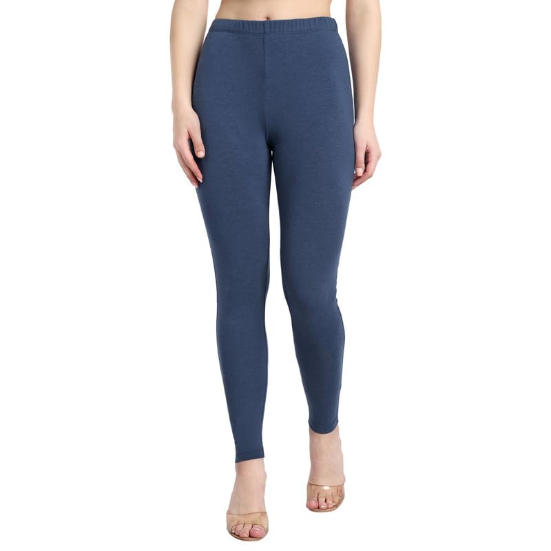 Image of ONE SKY Women Full Length Leggings | Cotton Modal Spandex Blend | High Waist Stretchable & Bio-Washed Fabric | Colour-Lock Technology | Comfortable Leggings for Women