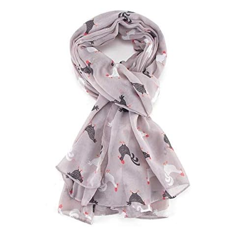 The Olive House® Womens Rooster and Chicken Design Scarf Grey Cover