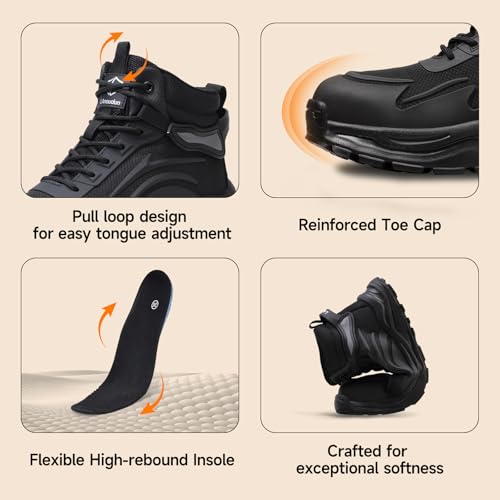 Image of Steel Toe Shoes for Men, Lightweight Safety Work Shoes, Breathable Puncture-Resistant Work Shoes for Warehouse, Factory and Light Construction