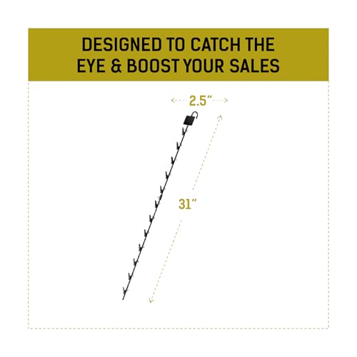 LOSTRONAUT Chip Rack Stand - 30” x 2.5” Showcase Rack with 4 Strips & 48 Chip Clips - Snack Organizer for Pantry Shelf, Retail Display Stand & Vendor Booth Supplies - Greeting Card Holder