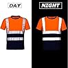 NIYS Pack of 2 Hi Vis Safety T-Shirt for Men – High Visibility Short Sleeve Work Shirt with Reflective Tape – Lightweight, Breathable Workwear – Yellow/Orange/Navy, S-3XL (Orange Navy, XXL) #4