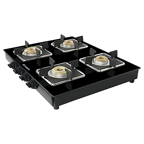 Faber Glass Top 4 Burner Gas Stove (Hob Cooktop Pearl 4BB BK) with Jumbo Burner, Diamond Coated Pan Support, Manual Ignition, Black - Image 5