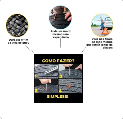 Kit Reparo Remendo Pneu Sem Câmara Carro Moto socorro