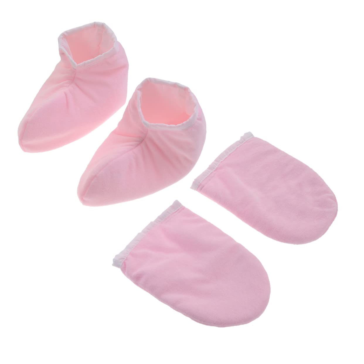 FRCOLOR 4 Paia guanto da bagno copri piedi in paraffina cappello di zucca per adulti cera di paraffina per le guanti copertura per pediluvio Terme rosa