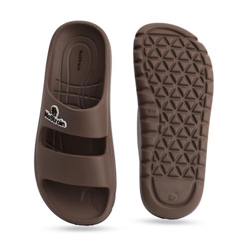 NoStrain Parallel Sandals For Man | High and Supportive Sole | Lightweight EVA Slip-On | Waterproof | Non-Slip and Durable | Everyday Usage| Brown