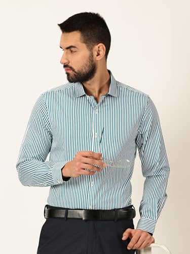 Image of Thomas Scott Men's | Stripes | Full Sleeve | Slim Fit | 100% Cotton | Cutaway | Formal Shirt