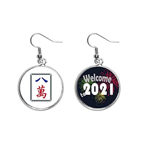 Pendientes de plata Mahjong Million de 8 azulejos joyería moderna M