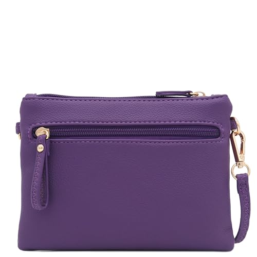 Image of FashionPuzzle Multi Zipper Pocket Small Wristlet Crossbody Bag