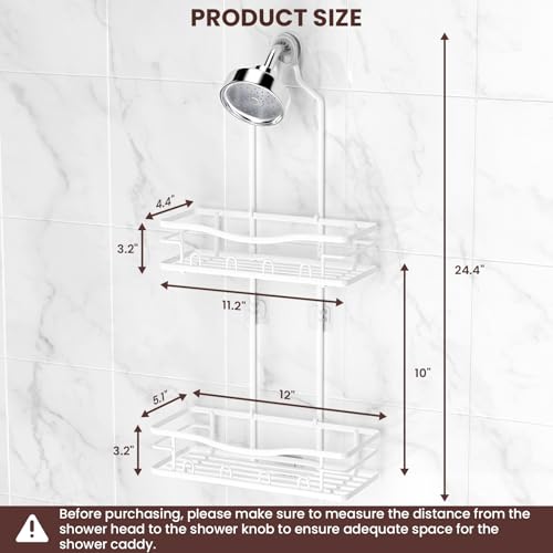 Rustproof Shower Caddy Hanging with Soap Holders for Bathroom, White by REINHARDT - Used condition - Image 6