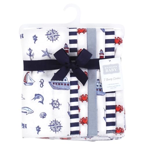 Image of Hudson Baby Unisex Baby Flannel Burp Cloth 7pk, Lighthouse, One Size