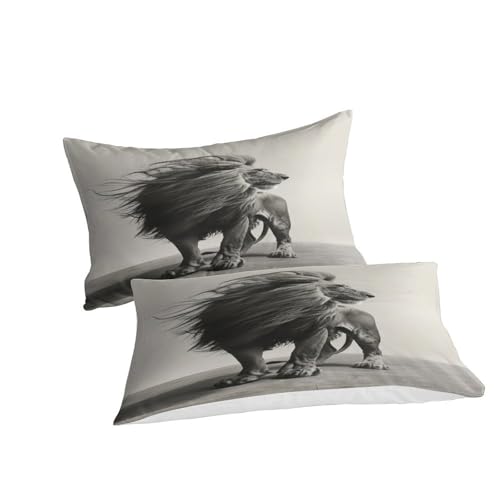 Parure de lit lion 220x240 cm en microfibres avec housse de couette - 5