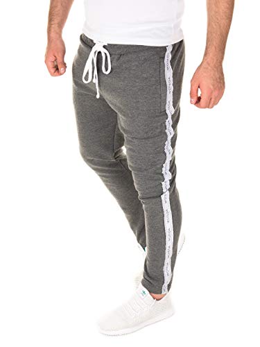 WOTEGA Hombre Pista Retro Pantalón De Deporte Joggers Valir Algodón Deportivo Hombres, Gris (Castlerock 180201), M