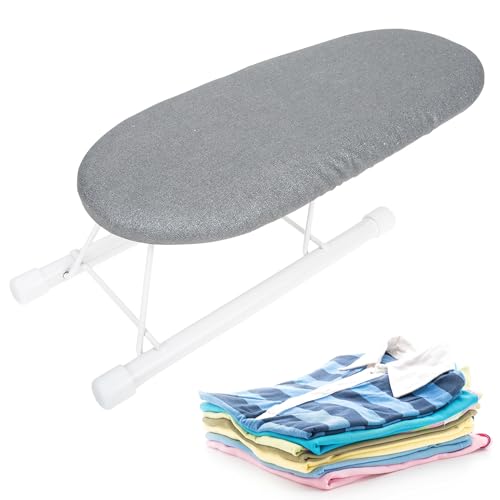 Bimkole Pequeña Tabla De Planchar De Mesa – Mini Tabla De Planchar Portátil y Plegable con Patas Plegables, Tabla Compacta para Costura, Manualidades, Viaje y Hogar – Gris
