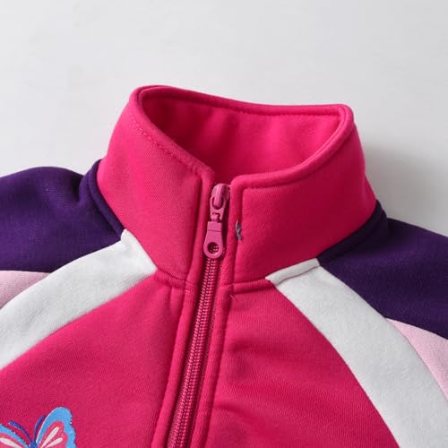 VIKITA Girls Fleece Jacket Coat Long Sleeves Full Zip Casual Outerwear for Toddlers Kids 3-12 Years3