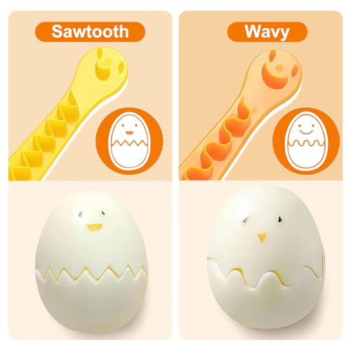 Cuworlis 4Pcs Egg Cutter Set, Hard Boiled Eggs Food-Grade Plastic Deviled Egg Shaper, with Zig Zag and Wavy Patterns Hard Boiled Eggs, Fancy Cut Edge Zig Zag Eggs Cutter