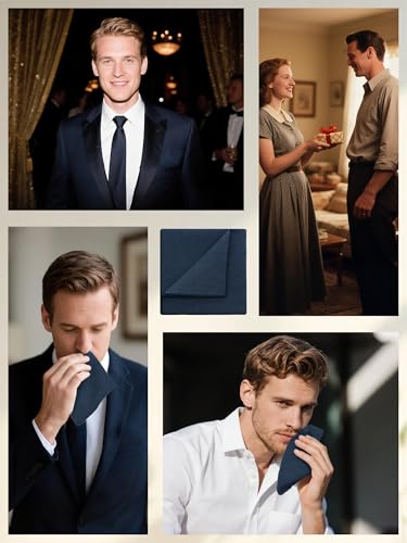 Image of Mantieqingway Cotton Handkerchiefs for Men Solid Color Pocket Square for Suit Formal Wedding Church