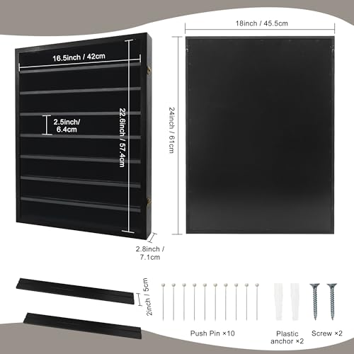 Image of GMFrames 18x24 Wooden Shadow Box Frame with Removable Shelves Deep Display Case for Military Medals Keepsakes Black